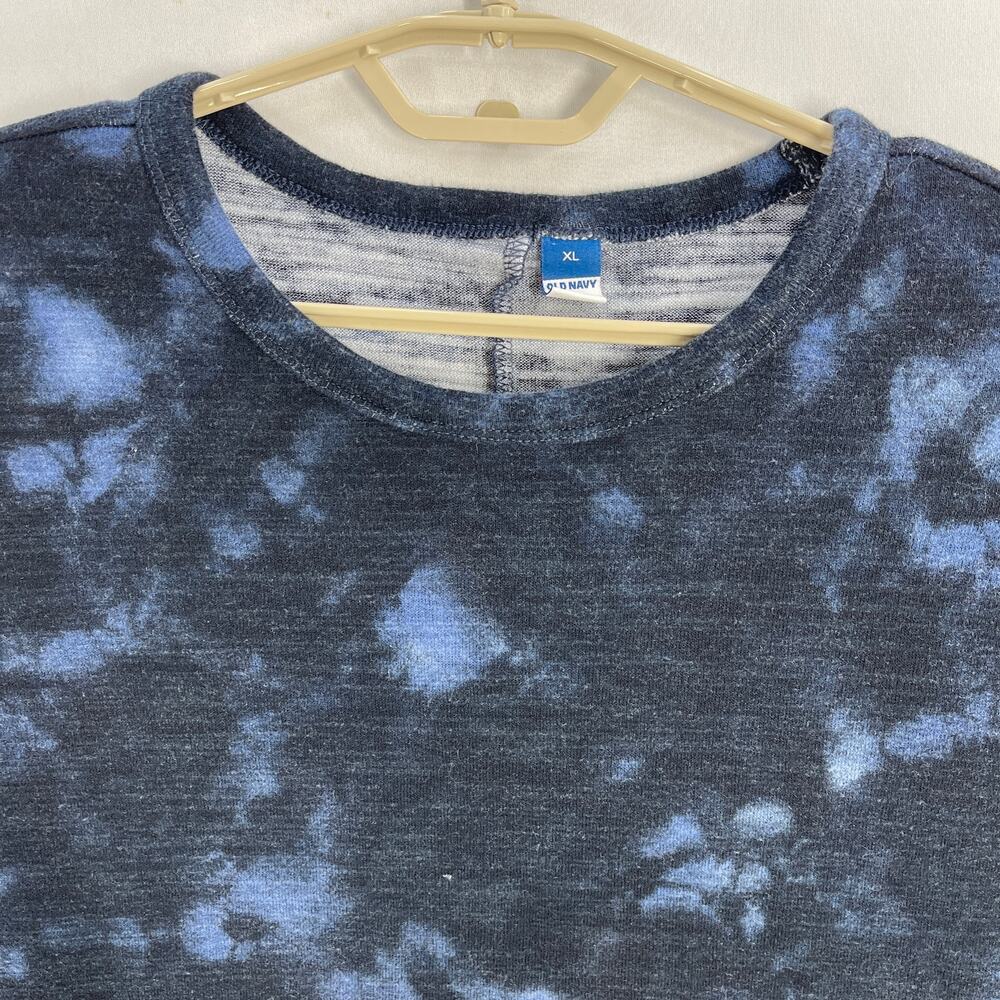 Old Navy Sweater Sweatshirt Women XL Blue Black Tie Dye Print Casual Lightweight - Picture 2 of 7